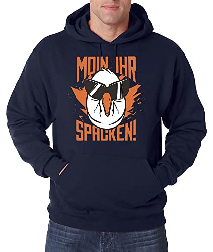 TRVPPY Herren Pullover Hoodie Moin Ihr Spacken Spruch Logo Print - Navyblau XL von TRVPPY