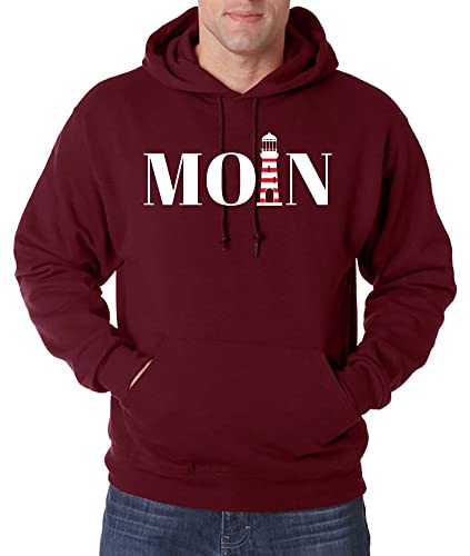 TRVPPY Herren Pullover Hoodie Moin Leuchtturm Spruch Logo Print - Burgund L von TRVPPY