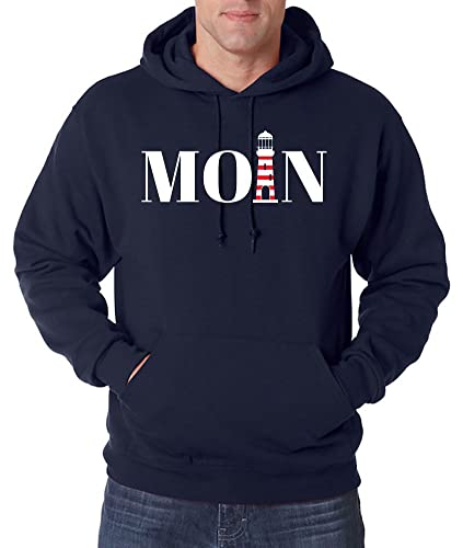 TRVPPY Herren Pullover Hoodie Moin Leuchtturm Spruch Logo Print - Navyblau XXL von TRVPPY