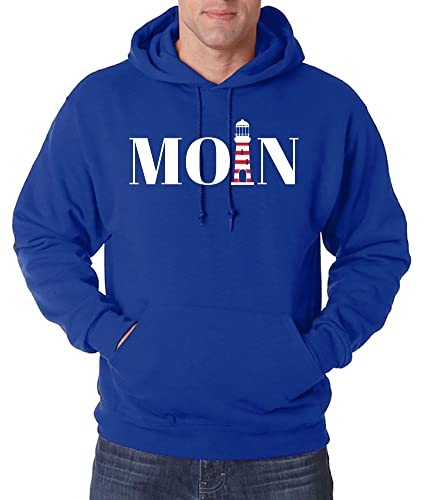 TRVPPY Herren Pullover Hoodie Moin Leuchtturm Spruch Logo Print - Royalblau XL von TRVPPY