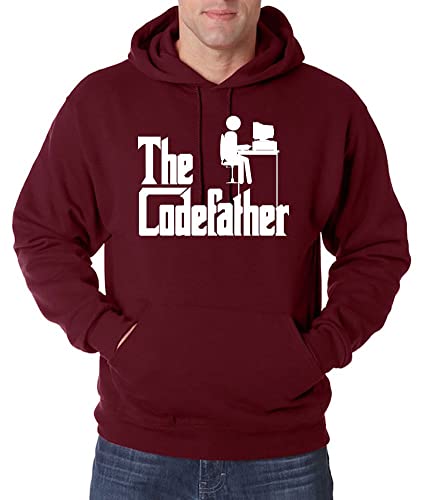 TRVPPY Herren Pullover Hoodie The Codefather Spruch Logo Print - Burgund L von TRVPPY