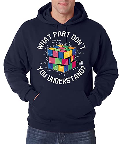 TRVPPY Herren Pullover Hoodie What Part Don't You Understand Zauberwürfel Spruch Logo Print - Navyblau M von TRVPPY