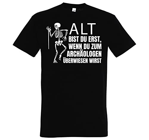 TRVPPY Herren T-Shirt Alt erst beim Archäologen Spruch Logo Print - Schwarz XXL von TRVPPY
