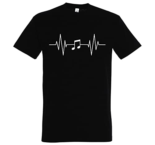 TRVPPY Herren T-Shirt Herzschlag Musik Spruch Logo Print - Schwarz XL von TRVPPY