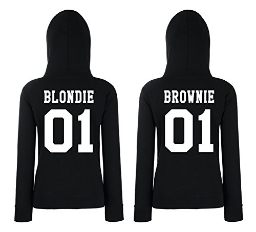 Beste Freundin Pullover Damen Hoodie Best Friends BFF - Blondie Schwarz Gr. XS von TRVPPY