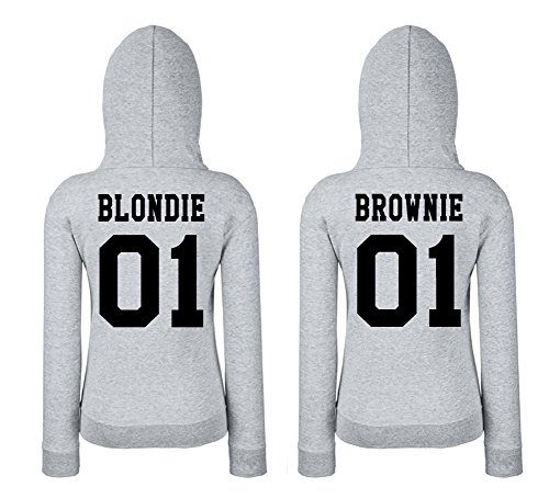 Beste Freundin Pullover Damen Hoodie Best Friends BFF - Blondie Grau Gr. M von TRVPPY