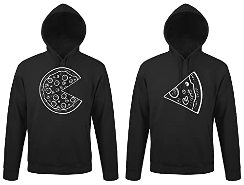 TRVPPY Partner Pullover Kapuzenpullover Pizza Couple King Queen - Damen Hoodie Schwarz Gr. M von TRVPPY