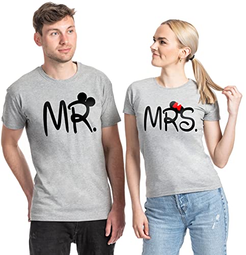 Couple Herren Damen Shirt Set Mister & Misses - MR. & MRS, Herren-grau, L von TRVPPY