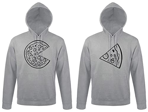 TRVPPY Partner Pullover Kapuzenpullover Pizza Couple King Queen - Damen Hoodie Grau Gr. S von TRVPPY