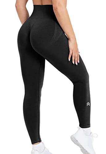 TRYTO Easy Seamless Scrunch Effortless Leggings Workout Regular Length, Kurz/Normale Länge Schwarz, X-Klein von TRYTO