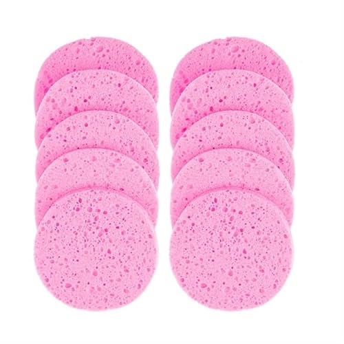 10/20 Stück Gesicht Runde Make-up Entferner Werkzeug Naturholz Zellstoff Schwamm Zellulose Kompresse Kosmetik Puff Waschschwamm (Farbe: 10pcs-60X8mm) von TRgqify-KM