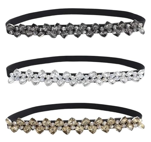 Damen-Strass-Taillenkette, schlanker, elastischer Kristall-Damengürtel, geeignet for Braut- und Hochzeitskleider (Size : 70X1.5CM, Color : Black) von TRgqify-KM