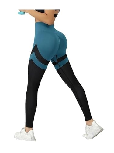 TRgqify-KM High Waist Yoga Leggings for Women Tummy Control Workout Compression Pants Moisture-Wicking Stretchy Gym Running Activewear Seamless Squat-Proof High-Rise Leggings(Blue_L 3PCS) von TRgqify-KM