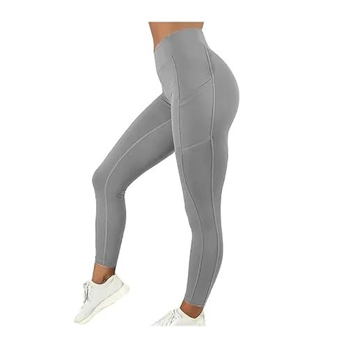TRgqify-KM High Waist Yoga Leggings for Women Tummy Control Workout Compression Pants Moisture-Wicking Stretchy Gym Running Activewear Seamless Squat-Proof High-Rise Leggings(Gray_XXXL 3PCS) von TRgqify-KM