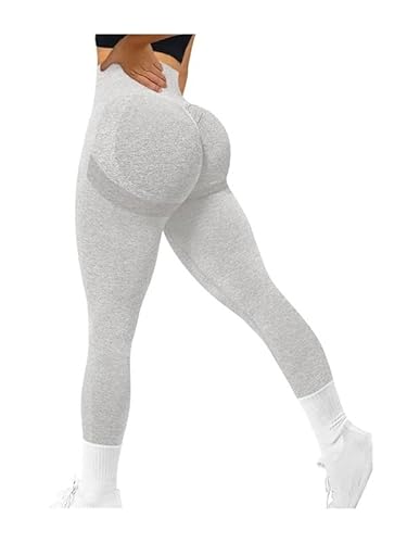 TRgqify-KM High Waist Yoga Leggings for Women Tummy Control Workout Compression Pants Moisture-Wicking Stretchy Gym Running Activewear Seamless Squat-Proof High-Rise Leggings(LightGray_S 3PCS) von TRgqify-KM