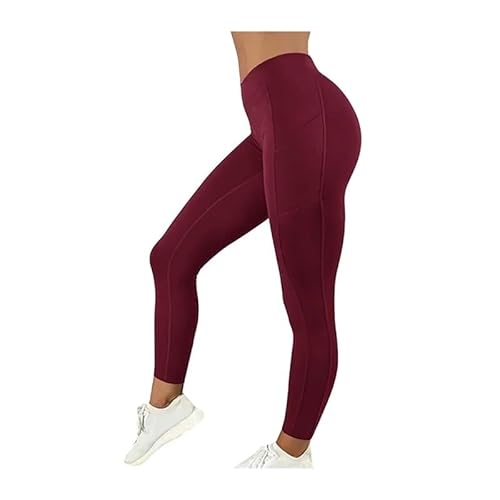TRgqify-KM High Waist Yoga Leggings for Women Tummy Control Workout Compression Pants Moisture-Wicking Stretchy Gym Running Activewear Seamless Squat-Proof High-Rise Leggings(Red_XXL 3PCS) von TRgqify-KM