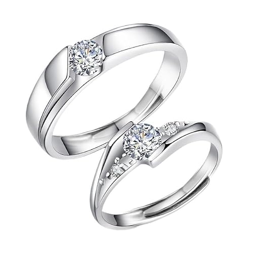 TRgqify-KM Moissan Paar Ring Silber 925 Schmuck Ehering Simulation Ehering weiblich (Color : Women's Ring 50 Points (Open), Size : 9) von TRgqify-KM