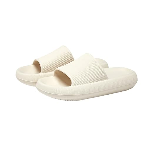 TRgqify-KM Non-slip Bathroom Slippers,Soft Slippers,Indoor And Outdoor Platform Pool Slippers Shower Slippers (Color : Beige, Size : 35 36) von TRgqify-KM