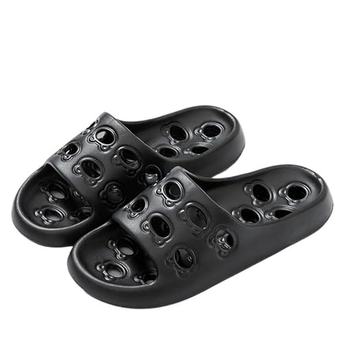 TRgqify-KM Non-slip Bathroom Slippers,Soft Slippers,Indoor And Outdoor Platform Pool Slippers Shower Slippers (Color : Black, Size : 41 42) von TRgqify-KM
