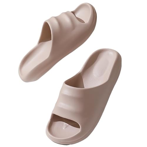 TRgqify-KM Non-slip Bathroom Slippers,Soft Slippers,Indoor And Outdoor Platform Pool Slippers Shower Slippers (Color : Light brown, Size : 40 41) von TRgqify-KM