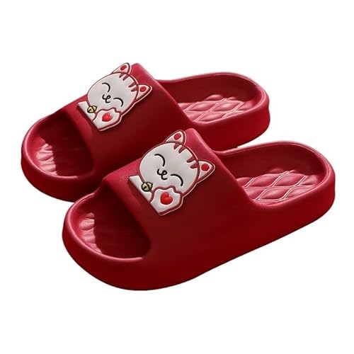 TRgqify-KM Non-slip Bathroom Slippers,Soft Slippers,Indoor And Outdoor Platform Pool Slippers Shower Slippers (Color : Red, Size : 38-39) von TRgqify-KM
