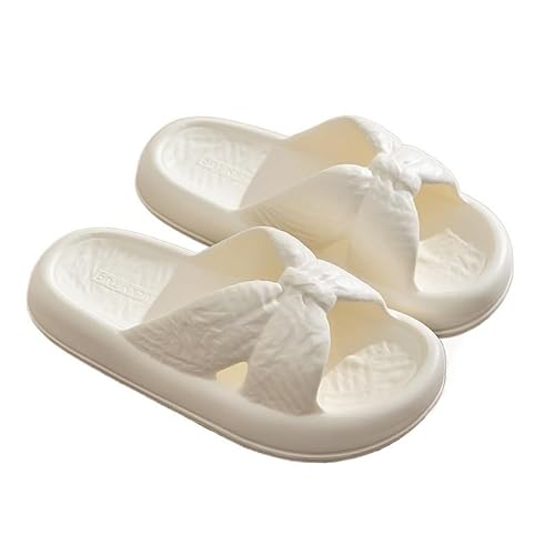 TRgqify-KM Non-slip Bathroom Slippers,Soft Slippers,Indoor And Outdoor Platform Pool Slippers Shower Slippers (Color : White, Size : 36-37) von TRgqify-KM