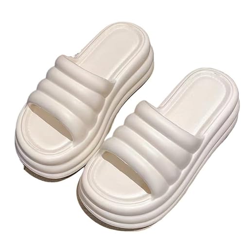 TRgqify-KM Non-slip Bathroom Slippers,Soft Slippers,Indoor And Outdoor Platform Pool Slippers Shower Slippers (Color : White, Size : 36 37) von TRgqify-KM