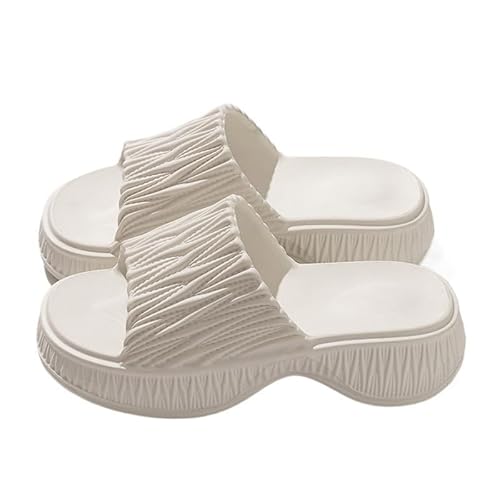 TRgqify-KM Non-slip Bathroom Slippers,Soft Slippers,Indoor And Outdoor Platform Pool Slippers Shower Slippers (Color : White, Size : 39-40) von TRgqify-KM