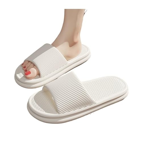 TRgqify-KM Non-slip Bathroom Slippers,Soft Slippers,Indoor And Outdoor Platform Pool Slippers Shower Slippers (Color : White, Size : 39-40) von TRgqify-KM