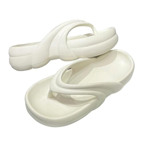 TRgqify-KM Non-slip Bathroom Slippers,Soft Slippers,Indoor And Outdoor Platform Pool Slippers Shower Slippers (Color : White, Size : 40-41) von TRgqify-KM