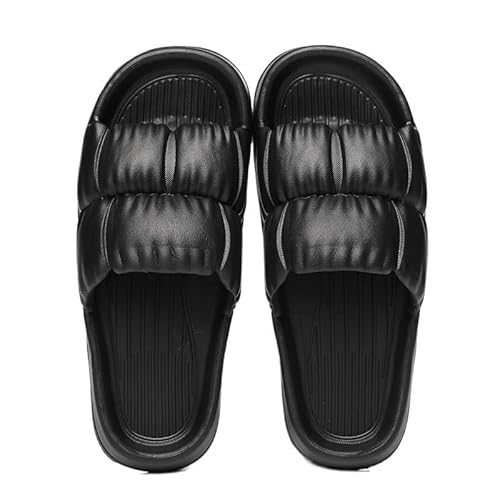 TRgqify-KM Non-slip Bathroom Slippers,Soft Slippers,Indoor and Outdoor Platform Pool Slippers Shower Slippers (Color : Black, Size : 36 37) von TRgqify-KM