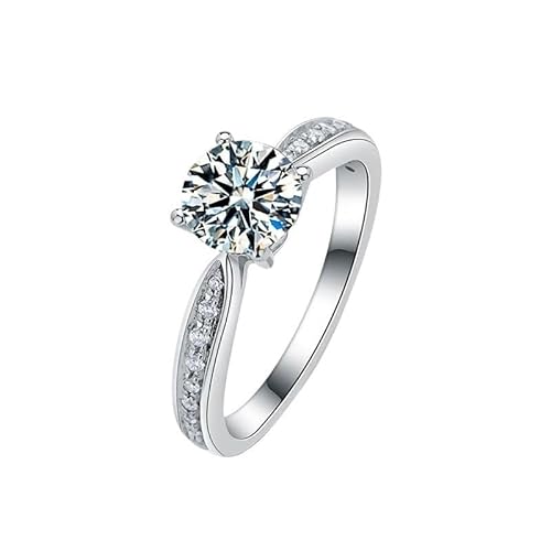 TRgqify-KM S925 Silber Ring weiblicher Senior Sinn vier Krallen eingelegter Moissanit Simulation Diamant Ring Schmuck (Color : 2 carat white Golden, Size : 6) von TRgqify-KM