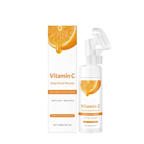 Reinigungsmousse Mit Vitamin C – Sanfte Tiefenreinigung, Feuchtigkeitsspendend, Öl-Wasser-Balance, Macht Die Haut Klar Und Weich, Einfache Anwendung Bürstenkopf(3PCS) von TS TAC-SKY