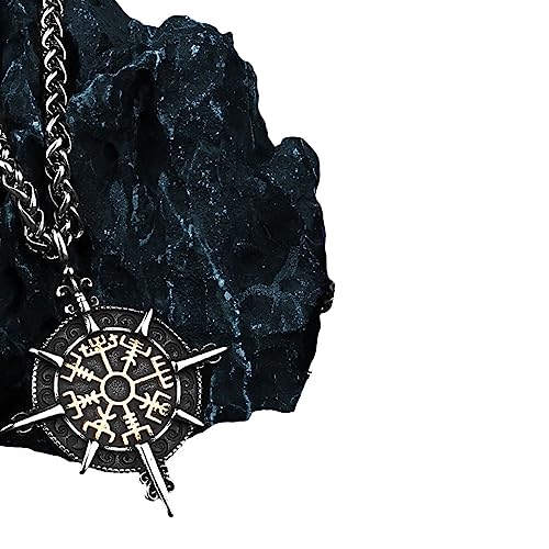 TS TAC-SKY Viking Thor Mjolnir Und Valknut Runen Männer Amulett Anhänger Halskette Skandinavischen Wikinger Halskette Geschenk (Style : Style 36_60cm) von TS TAC-SKY