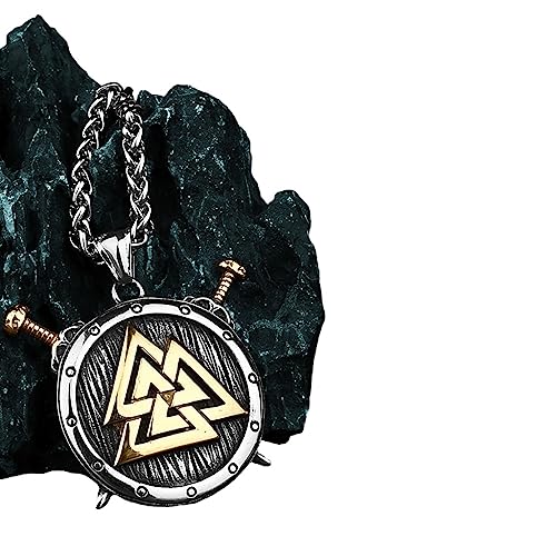TS TAC-SKY Wikinger Wolfskopf Thor Mjolnir Und Valknut Runen Männer Amulett Anhänger Halskette Skandinavische Wikinger Halskette Geschenk (Style : Style 32_60cm) von TS TAC-SKY