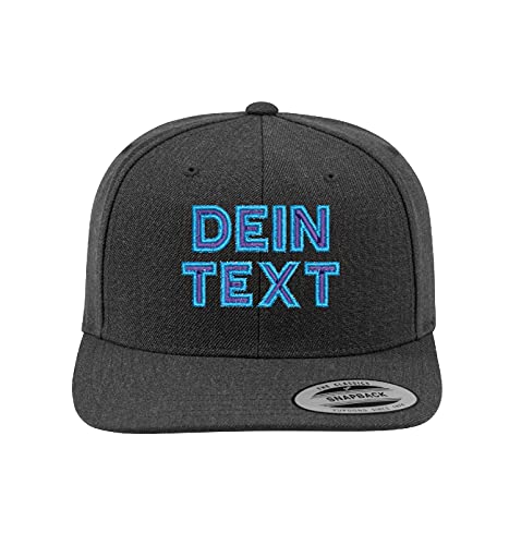 TS Snapback Cap, Basecap, Cape, Kappe, Baseballmütze, Mütze Customized, individualisiert, selbst gestaltet mit eigenem Text Namen besticken Lassen (Dunkelgrau) von TS