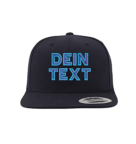 TS Snapback Cap, Basecap, Cape, Kappe, Baseballmütze, Mütze Customized, individualisiert, selbst gestaltet mit eigenem Text Namen besticken Lassen (Marine) von TS