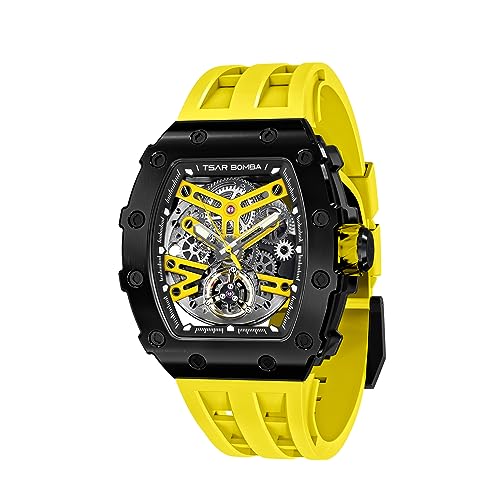 TSAR BOMBA Herrenuhr Automatik Uhren Herren Wasserdicht Herrenuhren Chronograph m?nner Armbanduhr für Herren Eleganz Edelstahlgehäuse/Kohlefaser/Diamantgehäuse/Harz von TSAR BOMBA