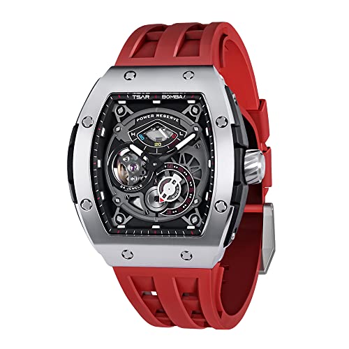 TSAR BOMBA Automatik Herrenuhr Mechanisch Skeleton Tonneau Analog Wasserdicht Fkm Fluorkautschuk Armband Luxus Geschenke von TSAR BOMBA