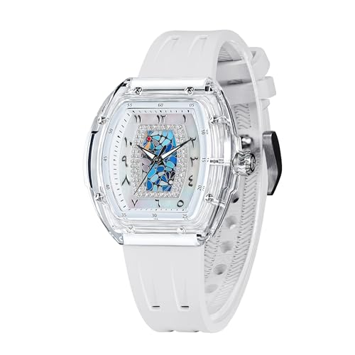 TSAR BOMBA Damen Armbanduhr Luxus Tonneau Schweizer Uhren für Frauen Diamant Luxus Damen Armbanduhren Analog mit Quarzwerk Elegante Damen Geschenke 50M Wasserdicht von TSAR BOMBA