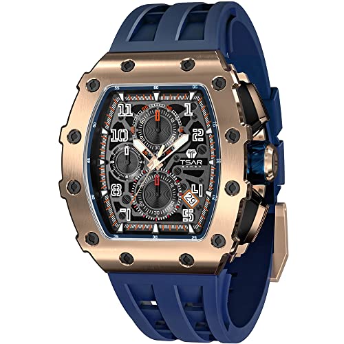 TSAR BOMBA Herrenuhr 50M Wasserdicht Japanisches Quarzwerk Uhren Herren Tonneau Edelstahlgehäuse Saphirglas mit Chronograph-Datumsfunktion Uhr Geschenke für Männer Fashion Luxury TSAR BOMBA Herrenuhr 50M Wasserdicht Japanisches Quarzwerk Uhren Herren Tonneau Edelstahlgehäuse Saphirglas mit Chronograph-Datumsfunktion Uhr Geschenke für Männer Fashion Luxury von TSAR BOMBA