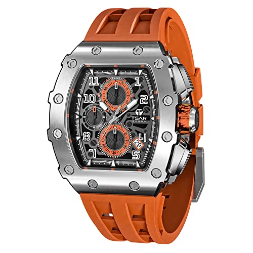 TSAR BOMBA Herrenuhr Uhren Herren Wasserdicht Quarz Herrenuhren Chronograph m?nner Armbanduhr für Herren Eleganz Edelstahlgeh?use/Kohlefaser/Diamantgeh?use/Harz/Business/Sport/Outdoor/Indoor von TSAR BOMBA