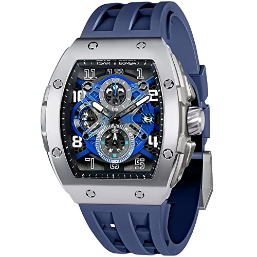 TSAR BOMBA Luxus Herrenuhr Tonneau Chronograph 50M Wasserdicht Saphirglas Japan Quarzwerk Fluorkautschuk Armband Leuchtendes Kalender Uhr Herren TSAR BOMBA Luxus Herrenuhr Tonneau Chronograph 50M Wasserdicht Saphirglas Japan Quarzwerk Fluorkautschuk Armband Leuchtendes Kalender Uhr Herren von TSAR BOMBA