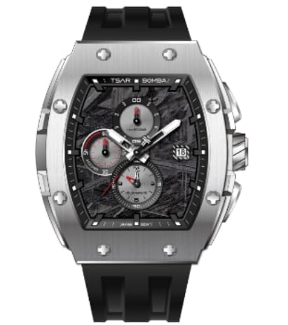 TSAR BOMBA Luxus Herrenuhren Square Analog 50M Wasserdicht Tonneau Chronograph Einzigartige Sportuhr für Herren Herren Armbanduhr Quarz Stilvolles Design Nachtuhr mit Gummiband von TSAR BOMBA