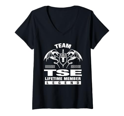 Damen Team TSE - Lebenslange Mitgliedsgeschenke T-Shirt mit V-Ausschnitt von TSE FAMILY Idea Gifts