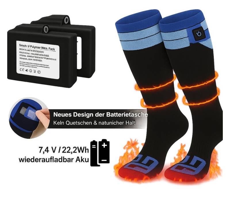 TSE Thermosocken Gocheer Beheizte Socken Akku 3 Heizstufen Winter Thermo Socken Unisex von TSE