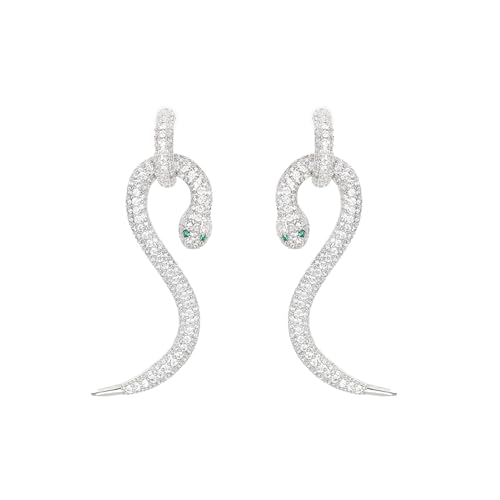 TSECIMGS Damen Platin Full CZ Diamant Schlange Ohrringe Tier Thema Kleine Schlange Elegant Glänzend Zirkonia Mode Persönlichkeit Ohrringe von TSECIMGS