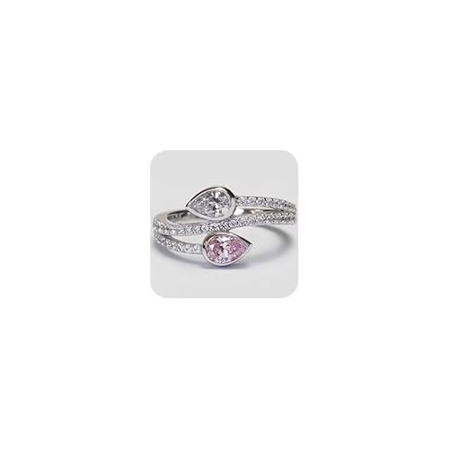 TSECIMGS Platin Full CZ Diamant Doppelkristall Tropfenform Zirkonia Design mehrschichtiger Ring einfache Mode Statement Verlobungsring Cocktailring für Damen (8) von TSECIMGS