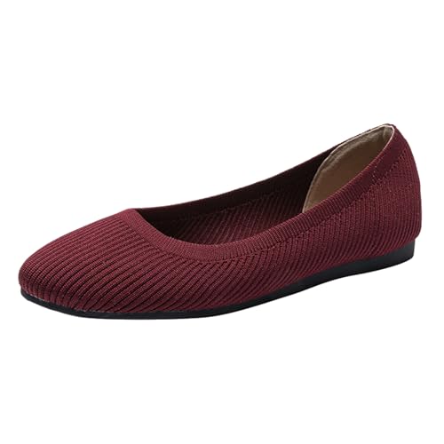 Ballerinas Damen Sandale Flache Schuhe Tanzschuhe Stricken Halbschuhe Freizeitschuhe Elegant Sandalen von TSEHULYi