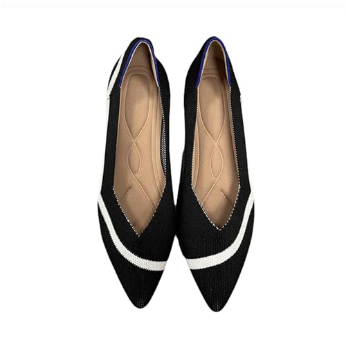 Ballerinas Damen Sandale Spitze Schuhe Knit Flache Schuhe Halbschuhe Freizeitschuhe Klassische Schuhe von TSEHULYi